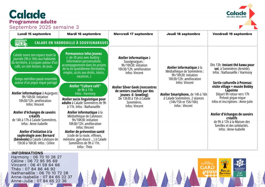programme septembre