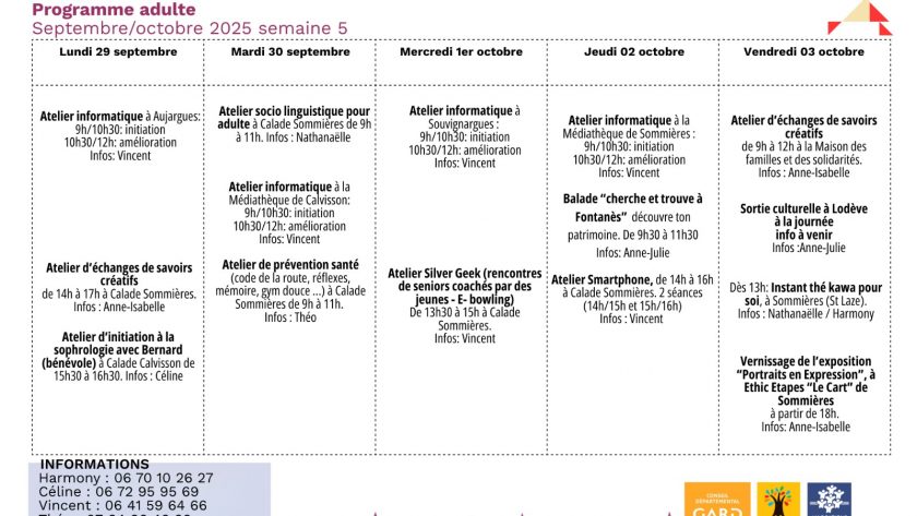 programme septembre