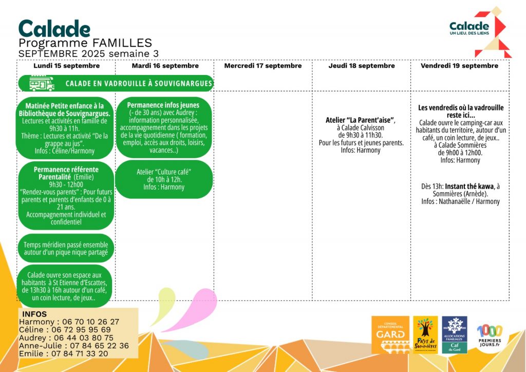 programme septembre