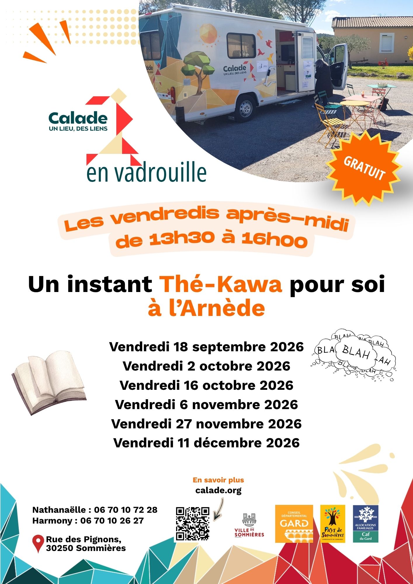 Calendrier Calade en Vadrouille – Arnède, septembre à décembre 2026